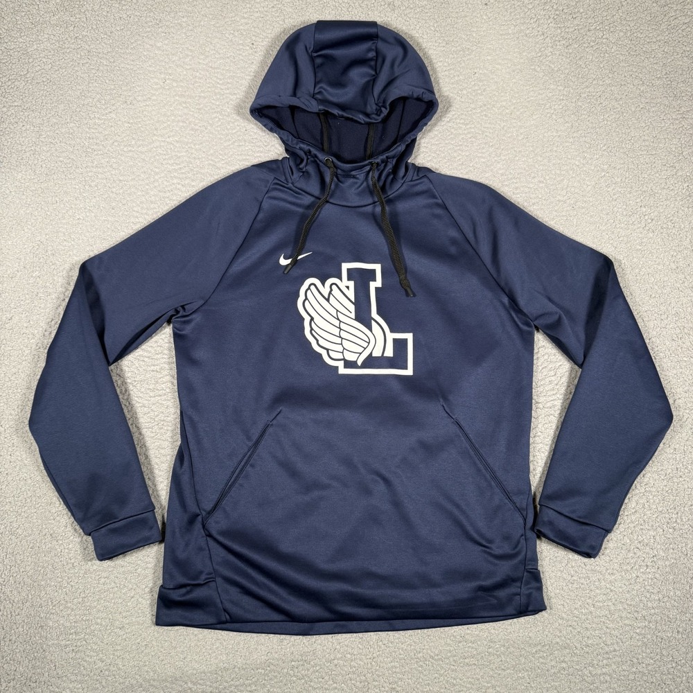 Nike Hoodie Mens Large Blue Pullover Tech Fleece Sweatshirt Therma Fit Swoosh